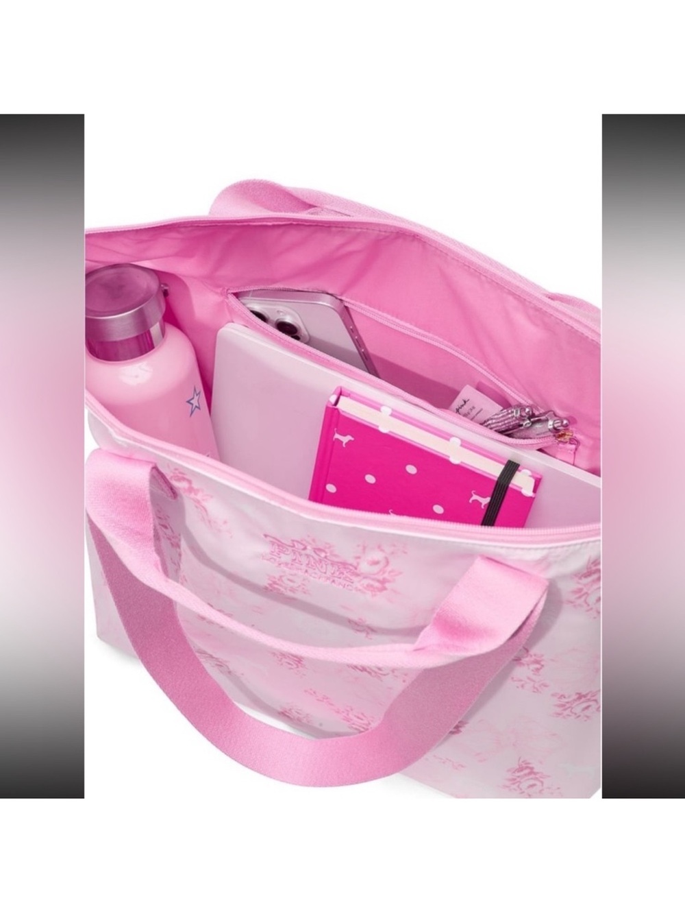 love Shack Fancy + Pink Floral Weekend Tote Bag with Wide Handles NWT - Picture 4 of 7